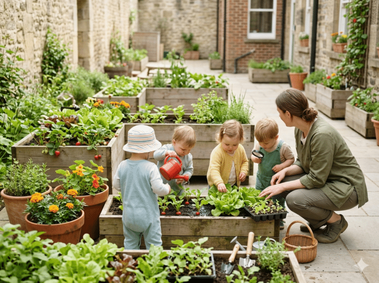 Jardin dans une crèche
