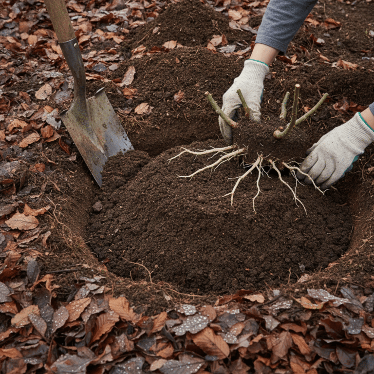 Taille d’un rosier buisson au sécateur en fin d’hiver, coupe nette au-dessus d’un bourgeon, bois avant la floraison
